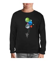 Gezegenler - Astronot Siyah Çocuk Sweatshirt