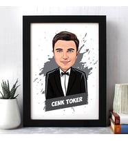 Kişiye Özel Smokinli Erkek Karikatürlü Çerçeve