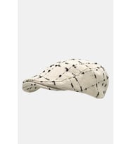 Erkek Kışlık Flat Cap Desenli Yünlü Kasket Şapka (Ekru)