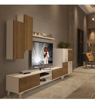 Decoraktiv Eko 6 Mdf Dvd Gold Tv Ünitesi Tv Sehpası - Beyaz Pera (Beyaz - Pera)