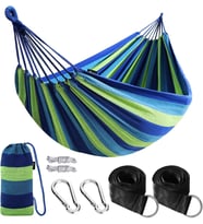 Valkyrie Çift Kişilik XL 260x150cm Kemerli Kolay Kurulabilir Kanvas Hamak Çantalı Mavi