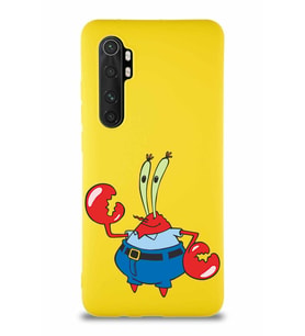 Xiaomi Mi Note 10 Lite Soft Premier Kapak Bay Yengeç Tasarımlı Silikon Kılıf - Sarı (Şeffaf)