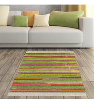 Geometrik Çizgili Renk Geçişli Dijital Baskı Yıkanabilir Kaymaz Taban Modern Yuvarlak Salon Hol Halı (Çok Renkli)