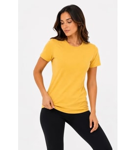 Basic Tişört Bisiklet Yaka Kısa Kol Günlük Yazlık Slim Fit T-Shirt - Sarı