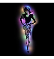 Lucenda Led Işıklı Kişiselleştirilebilir Kadın Temalı Tablo Almira Dekoratif Gece Lambası (Çok Renkli)