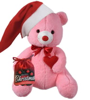 Yılbaşı Özel Konseptli  Romantik "Merry Christmas" Peluş Ayı 80 cm (Pembe)