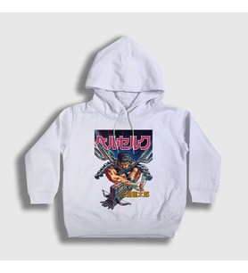 Presmono Unisex Çocuk Beyaz Manga Anime Berserk Kapüşonlu Sweatshirt 126261tt