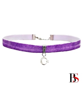 Mor Renk Kadife Kadın Türk Bayrağı Choker Kolye