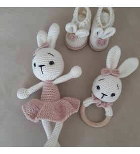 Organik Sevimli Tavşan Patik Set