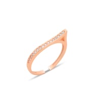 Gümüş rose zirkon taşlı alttan ayarlanabilir dalga yüzük SGTL12238ROSE