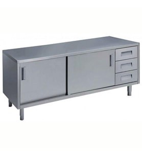 Electrolux Professional Dolaplı Çalışma Tezgahı, Sağda 3'lü Çekmeceli, 2 Kayar Kapılı, 2000mm MTA2000DXPN