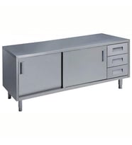 Electrolux Professional Dolaplı Çalışma Tezgahı, Sağda 3'lü Çekmeceli, 2 Kayar Kapılı, 2000mm MTA2000DXPN