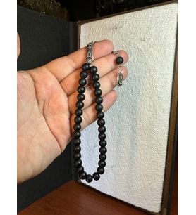 ONİKS TAŞI TESBİH KÜRE KESİM 6 MM MAT SİYAH RENKLİ T-283