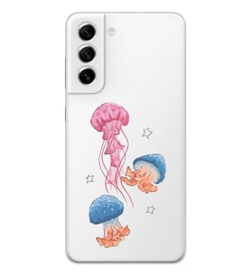 Samsung Galaxy S21 FE Uyumlu Deniz Anası ve Mantar Tasarımlı Şeffaf Telefon Kılıfı