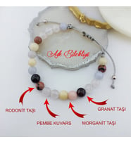 Vaoov Aşk Tılsımlı Doğal Taşlı Gümüş Bileklik