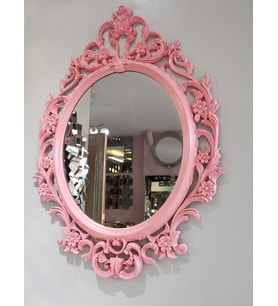 Ayna Denizi Vintage Pink Taç Model Pudra Pembe Renk Dekoratif Ayna
