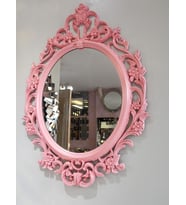 Ayna Denizi Vintage Pink Taç Model Pudra Pembe Renk Dekoratif Ayna
