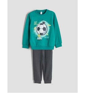 LCW Kids Turkuaz Bisiklet Yaka Baskılı Erkek Çocuk Sweatshirt Ve Eşofman Alt 2'li