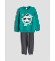 LCW Kids Turkuaz Bisiklet Yaka Baskılı Erkek Çocuk Sweatshirt Ve Eşofman Alt 2'li