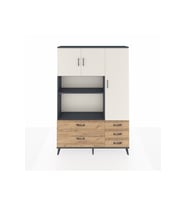 Arges Dolap 7 Raflı 5 Çekmeceli 3 Kapaklı 132x30x195 Antrasit-Aytaşı/Çam