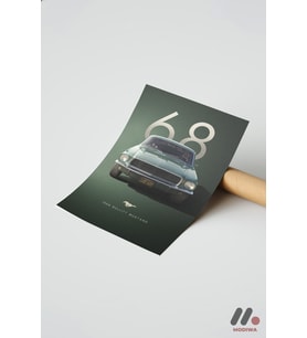 Ford Mustang Bullitt 1968 Poster, Çerçevesiz Yüksek Kalite Duvar Afişi - Oto Severlere
