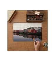 Renkli Evler - Sahil Tasarımı 240 parça Ahşap Puzzle Ahşap Kutuda MP04644