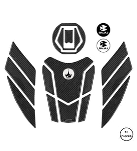 Grippatch - Bajaj Dominar 250-400 2020-2024 ile Uyumlu Kaydırmaz 6D Karbon 16 Parça Tank Pad Seti GC51