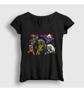 Presmono Kadın Siyah Band Iron Maiden T-Shirt 85338tt