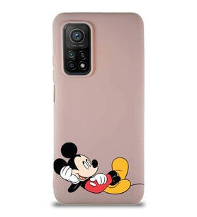 Xiaomi Mi 10T Soft Premier Kapak Mickey Mouse-F Tasarımlı Silikon Kılıf - Pudra (Şeffaf)