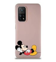 Xiaomi Mi 10T Soft Premier Kapak Mickey Mouse-F Tasarımlı Silikon Kılıf - Pudra (Şeffaf)