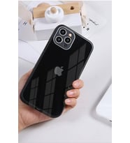iPhone 14 Pro Kamera Korumalı Logolu Lansman Gerçek Mat Cam Kılıf (Siyah)