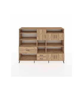 Hyperion Dolap 13 Raflı 3 Çekmeceli 5 Kapaklı 220x44x163 Çam-Çam