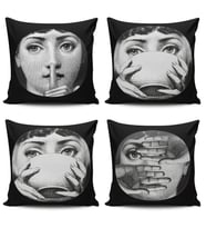 Alkanhomes Fornasetti Figürlü 4 lü Kombin Dijital Baskılı Kırlent Kılıfı