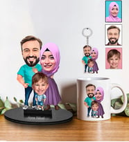 Babalar Gününe Özel Tesettürlü Karikatür Biblo Anahtarlık Ve Kupa Hediye Seti 123