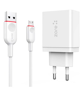 Zore XMac Serisi ZR-X2 Micro 2 in 1 Şarj Seti (Beyaz)
