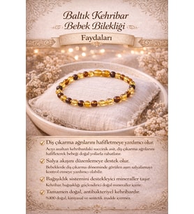 Baltık Kehribar Bebek Diş Çıkarma Bileklik – Doğal & Güvenli (15 cm)”