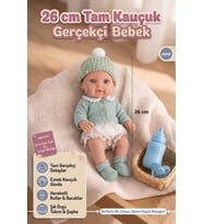 26 cm Tam Kauçuk Gerçekçi Et Bebek - Kıyafetli, Biberonlu & Emzikli Set