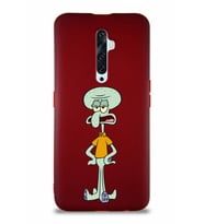 Oppo Reno 2Z Soft Premier Kapak Squidward Dokunaç Tasarımlı Silikon Kılıf - Mürdüm (Şeffaf)