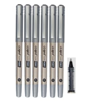 Siyah Pilot Kalem Super Point 0.7 6 Adet Siyah Roller Pilot Kalem 0,7 Mürekkepli Dolma Kalem