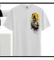 Forest Sunset - %100 Pamuklu Erkek Beyaz Tişört - Premium Quality (Siyah - Beyaz)