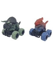 Sürtmeli Dinazor Arabalar 2'li - 12 cm - Triceratops & Parasaurolophus