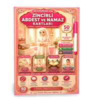Kız Çocuklar İçin Zincirli Abdest ve Namaz Kartları – 50 Kart + Silinebilir Kalem