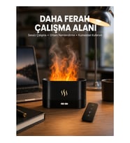 Mey İthalat® Aromatik Oda Kokusu Difüzörü Alev Tasarımlı LED Işıklı Nemlendirici Yeni Nesil