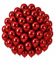 Kırmızı Renk Lateks krom Balon (30 cm) - 50 Adet