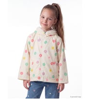 LCW Kids Ekru Kapüşonlu Çiçekli Kız Çocuk Pelüş Mont