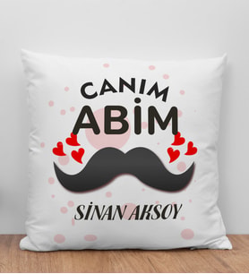BK Gift Kişiye Özel Canım Abim Tasarımlı Beyaz Kırlent Yastık, Ev Hediyesi, Doğum Günü Hediyesi