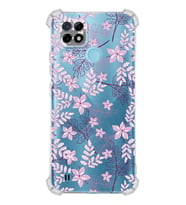 PrintiFy Realme C21 Uyumlu Köşe Korumalı Floral Pudra Tasarımlı Şeffaf Silikon Kılıf