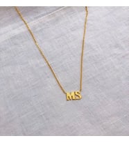 Kişiye Özel 925 Ayar Gümüş Zarif Çift Harf Kolye (Gold)