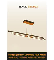Cosmo Bronz 6500K Lineer LED Sarkıt Avize – Kumandalı Dim Edilebilir – Aşağı Işık