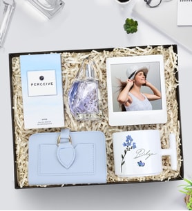 Avon Perceive Kadın Parfüm & Beyaz İnstagram Çerçeve & T Kupa & Yumuşak Deri Kartlık Cüzdan Kadına Hediye Seti